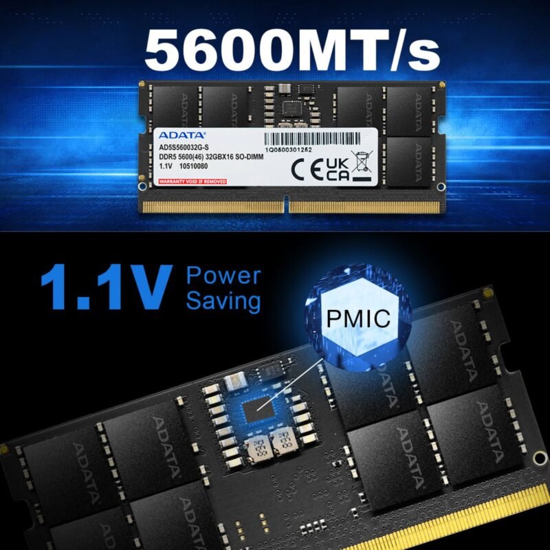 ADATA DDR5 5600MHz SO-DIMM Laptop RAM, CL46, 1.1V, 262-Pin, Built-in PMIC, On-Die ECC, DDR5 Memory Module - Image 5