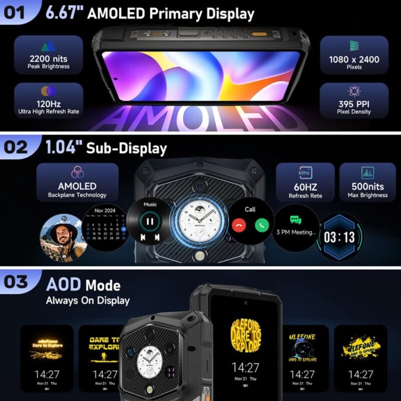 Ulefone Armor 29 Pro Thermal Version 5G Rugged Smartphone, 16GB RAM + 512GB Storage, 21200mAh Battery, Thermal Camera 640×512, 6.67" FHD+ AMOLED 120Hz Display, 50MP Triple Camera, Android 15, IP68/IP69K, NFC - Image 6