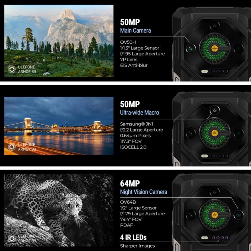 Ulefone Armor 33 Rugged Smartphone | 25500mAh Mega Battery | 12GB RAM + 512GB Storage | 6.95" FHD+ 120Hz Display | 50MP Triple Camera | 64MP Night Vision | Helio G100 Processor | IP68/IP69K Waterproof | Android Rugged Phone - Image 4