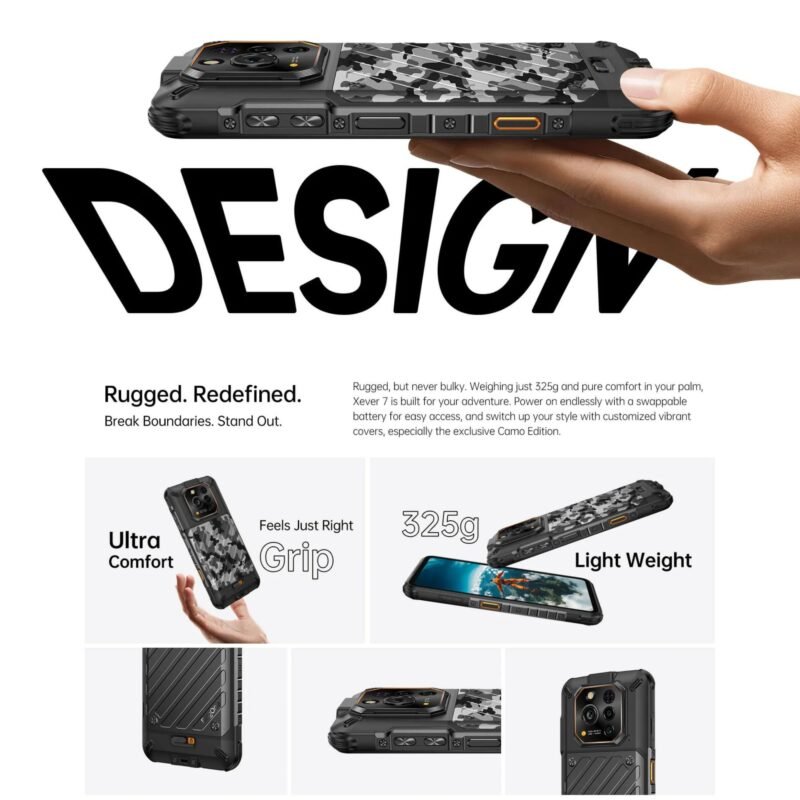 RugOne Xever 7 Rugged Smartphone 5G, 12GB RAM 512GB ROM, 6.67" FHD+ 120Hz AMOLED Display, 64MP Night Vision Camera, 50MP OIS Camera, 5550mAh Swappable Battery, Android 15, IP68/IP69K, MIL-STD-810H, Dual SIM + eSIM - Image 5