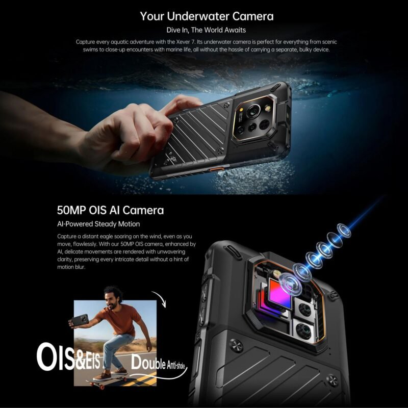 RugOne Xever 7 Rugged Smartphone 5G, 12GB RAM 512GB ROM, 6.67" FHD+ 120Hz AMOLED Display, 64MP Night Vision Camera, 50MP OIS Camera, 5550mAh Swappable Battery, Android 15, IP68/IP69K, MIL-STD-810H, Dual SIM + eSIM - Image 7