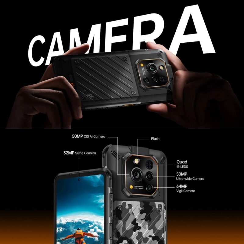 RugOne Xever 7 Rugged Smartphone 5G, 12GB RAM 512GB ROM, 6.67" FHD+ 120Hz AMOLED Display, 64MP Night Vision Camera, 50MP OIS Camera, 5550mAh Swappable Battery, Android 15, IP68/IP69K, MIL-STD-810H, Dual SIM + eSIM - Image 8