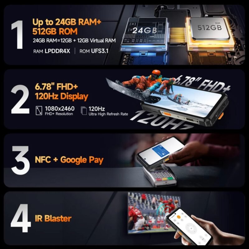 Ulefone Armor 26 Ultra Walkie-Talkie 5G Rugged Smartphone | 24GB RAM + 512GB Storage | 15600mAh Battery | 120W Fast Charging | DMR Digital & Analog Two-Way Radio | 200MP Camera | IP68/IP69K Waterproof | Android 13 - Image 6
