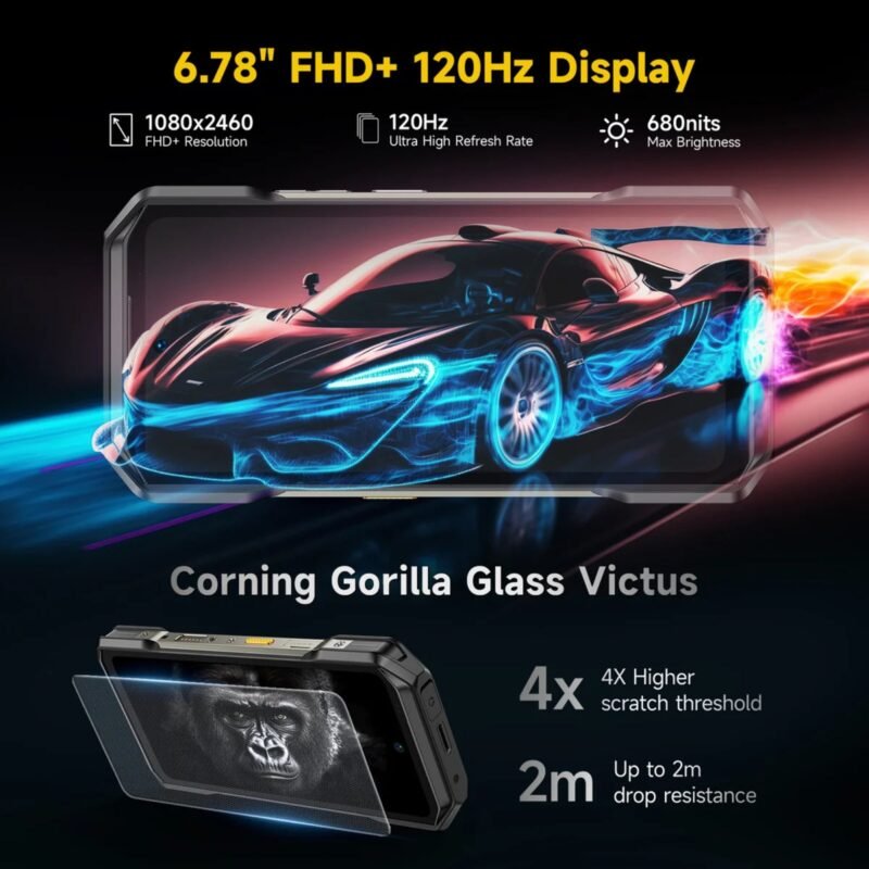 Ulefone Armor 27 Pro 5G Rugged Smartphone, 12GB RAM + 256GB Storage, 10600mAh Battery, 50MP Main Camera + 64MP Night Vision Camera, 6.78" FHD+ 120Hz Display, IP68/IP69K Waterproof, Android 15, NFC, Dual SIM - Image 3