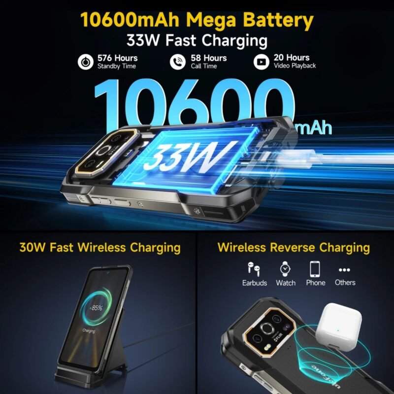 Ulefone Armor 27 Pro 5G Rugged Smartphone, 12GB RAM + 256GB Storage, 10600mAh Battery, 50MP Main Camera + 64MP Night Vision Camera, 6.78" FHD+ 120Hz Display, IP68/IP69K Waterproof, Android 15, NFC, Dual SIM - Image 4