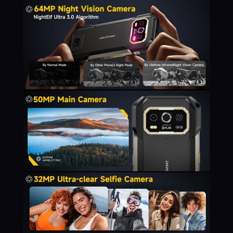 Ulefone Armor 27 Pro 5G Rugged Smartphone, 12GB RAM + 256GB Storage, 10600mAh Battery, 50MP Main Camera + 64MP Night Vision Camera, 6.78" FHD+ 120Hz Display, IP68/IP69K Waterproof, Android 15, NFC, Dual SIM - Image 5