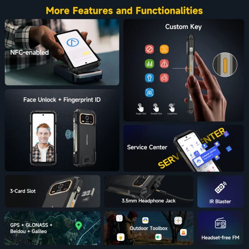 Ulefone Armor 27 Pro 5G Rugged Smartphone, 12GB RAM + 256GB Storage, 10600mAh Battery, 50MP Main Camera + 64MP Night Vision Camera, 6.78" FHD+ 120Hz Display, IP68/IP69K Waterproof, Android 15, NFC, Dual SIM - Image 6