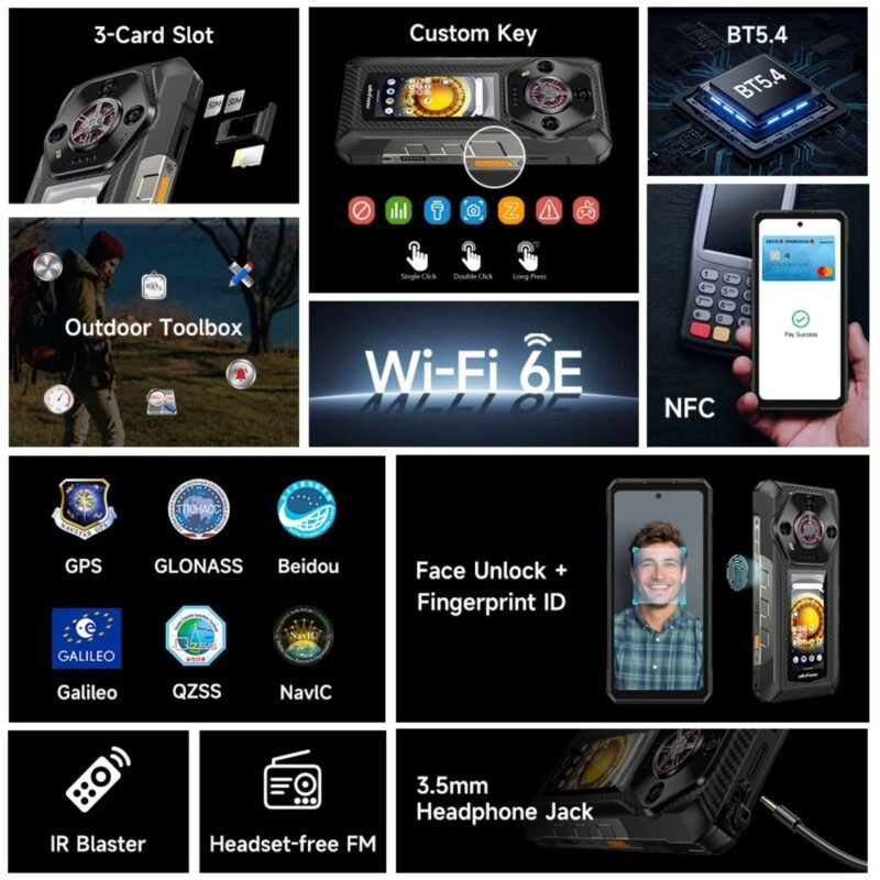 Ulefone Armor 30 Pro 5G Rugged Smartphone | 6.95" FHD+ 120Hz Dual Screen + 3.4" Rear Display | 16GB RAM + 512GB Storage | 12800mAh Battery | 66W Fast Charging | 50MP Triple Camera | Dimensity 7300X | IP68/IP69K | Android 14 - Image 4