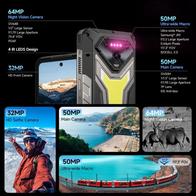 Ulefone Armor 34 Pro+ Rugged 5G Smartphone | 16GB RAM + 512GB ROM | 25500mAh Battery | Built-in 150-Lumen DLP Projector | 6.95" FHD+ 120Hz Display | 50MP Triple Camera | IP68/IP69K | Android 15 - Image 4