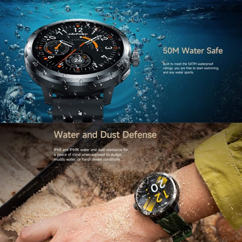 Ulefone Armor Watch Pro Rugged Smartwatch | 1.50" AMOLED Display | AI Assistant & AI Watch Face | GPS Tracking | 5ATM Waterproof | IP68/IP69K | MIL-STD-810H | 410mAh Battery | Sleep, Heart Rate & SpO₂ Monitoring - Image 7