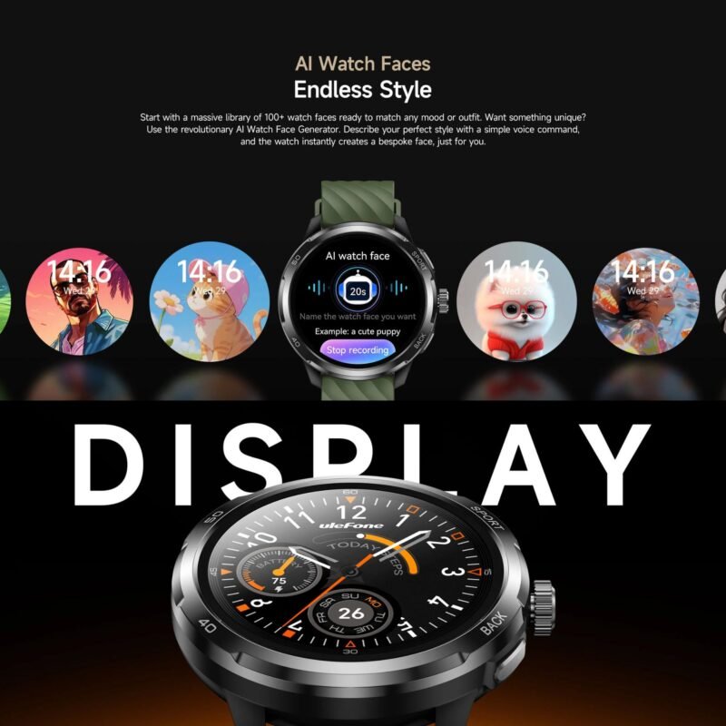 Ulefone Armor Watch Pro Rugged Smartwatch | 1.50" AMOLED Display | AI Assistant & AI Watch Face | GPS Tracking | 5ATM Waterproof | IP68/IP69K | MIL-STD-810H | 410mAh Battery | Sleep, Heart Rate & SpO₂ Monitoring - Image 5