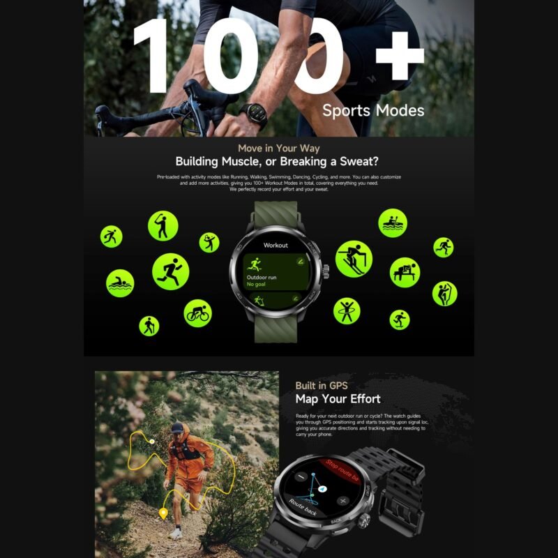 Ulefone Armor Watch Pro Rugged Smartwatch | 1.50" AMOLED Display | AI Assistant & AI Watch Face | GPS Tracking | 5ATM Waterproof | IP68/IP69K | MIL-STD-810H | 410mAh Battery | Sleep, Heart Rate & SpO₂ Monitoring - Image 2
