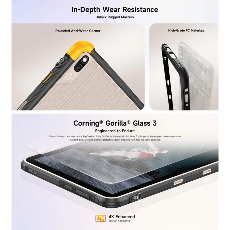 Ulefone RugKing Pad 2 Pro Rugged Tablet, 10.1" 90Hz Display, 8GB RAM 256GB ROM, 10200mAh Battery, Android 16, 48MP Camera, 4G LTE/eSIM, IP68/IP69K, MIL-STD-810H, NFC, 2TB Expandable - Image 9