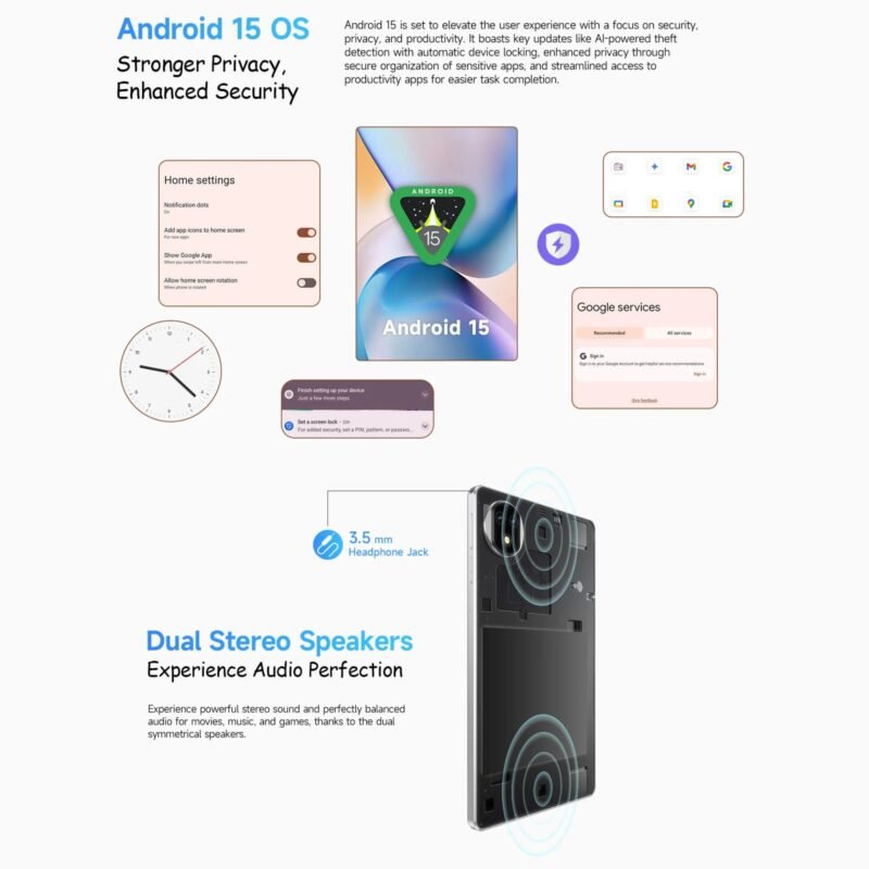 Ulefone Tab A9 Pro Kids Tablet, 8.68" 90Hz HD+ Display, MediaTek Helio G91 Octa-Core, 4GB RAM + 128GB ROM, Up to 8GB RAM, 2TB Expandable, Android 15, 5040mAh Battery, Dual SIM 4G, Kids EVA Case & Stylus - Image 7