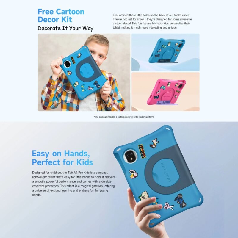 Ulefone Tab A9 Pro Kids Tablet, 8.68" 90Hz HD+ Display, MediaTek Helio G91 Octa-Core, 4GB RAM + 128GB ROM, Up to 8GB RAM, 2TB Expandable, Android 15, 5040mAh Battery, Dual SIM 4G, Kids EVA Case & Stylus - Image 4